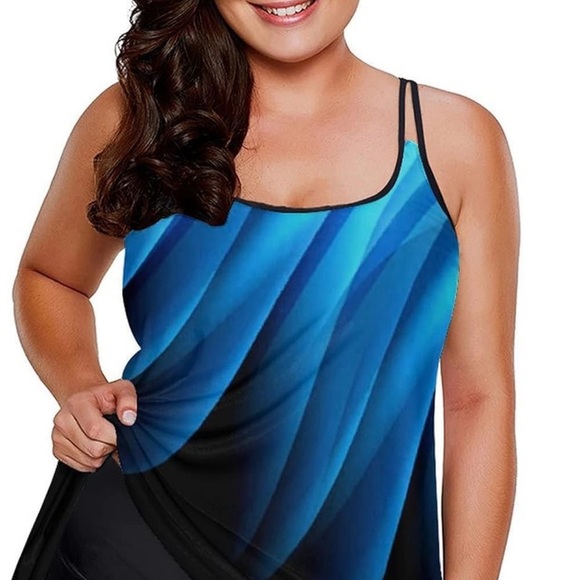 Tankini Swimsuit Tummy Control Flowy Swimwear Swim Tank Top with Boyshorts - Picture 2 of 5